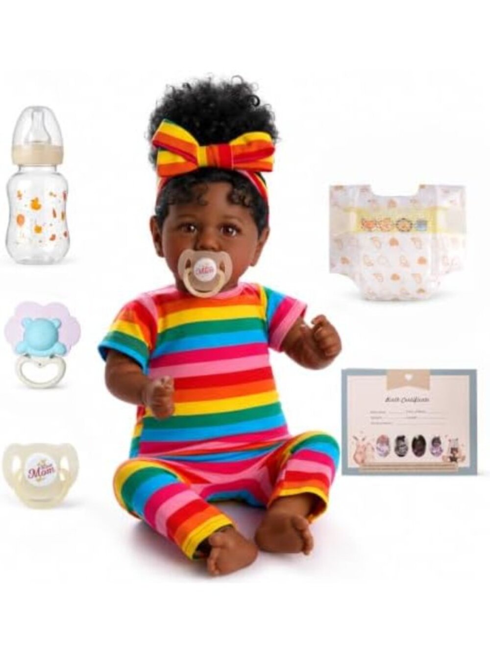 20in Reborn Baby Girl Doll Soft Cloth Body Rainbow Outfit Poseable Gift Set